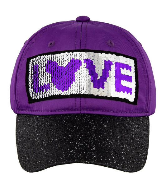 Disney Flip Sequin Love Purple Satin and Glitter Youth Baseball Hat - World of Treasures