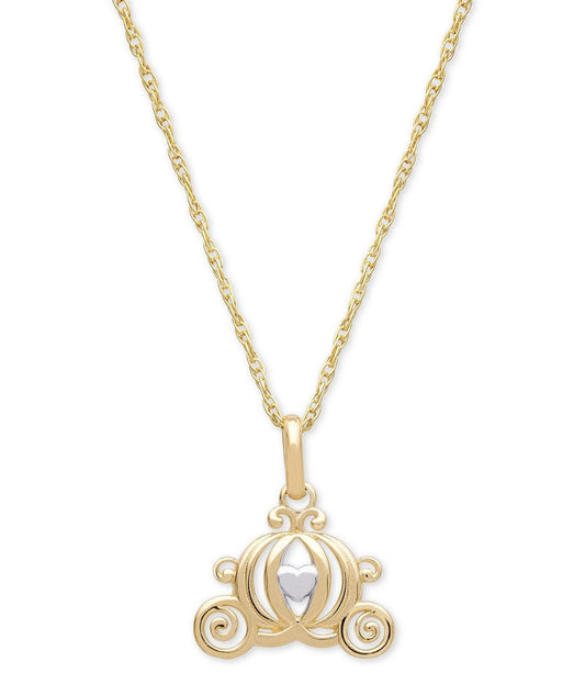 Disney Cinderella Carriage 15” Pendant Necklace in 14k Gold - World of Treasures