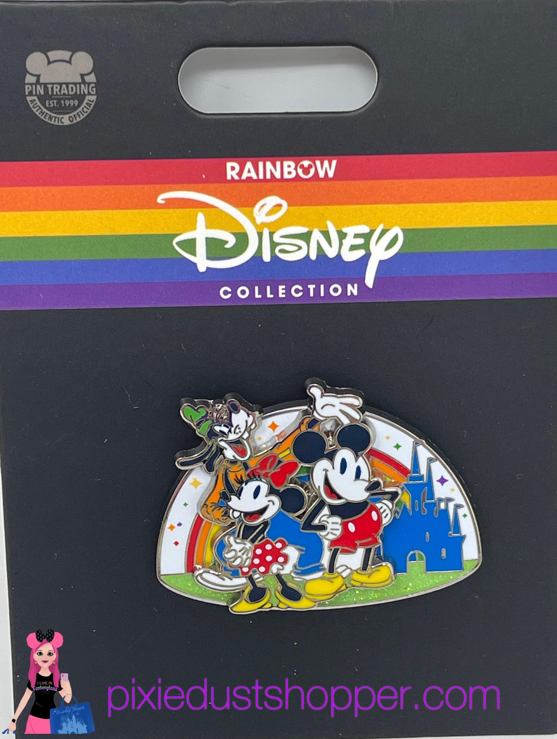 Disney Rainbow Collection Mickey, Minnie, Goofy and Castle Pin - World of Treasures