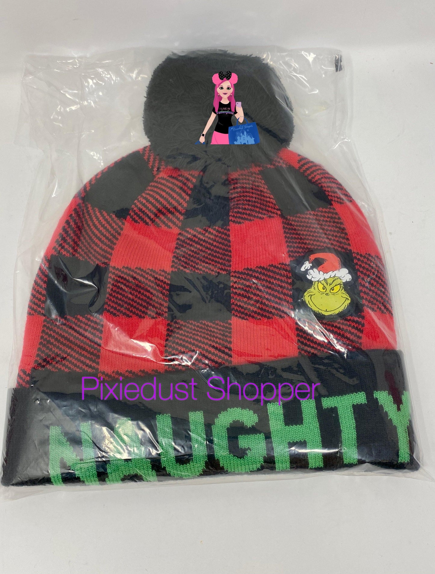 Universal Studios Buffalo Plaid Grinch Naughty Winter Hat - World of Treasures