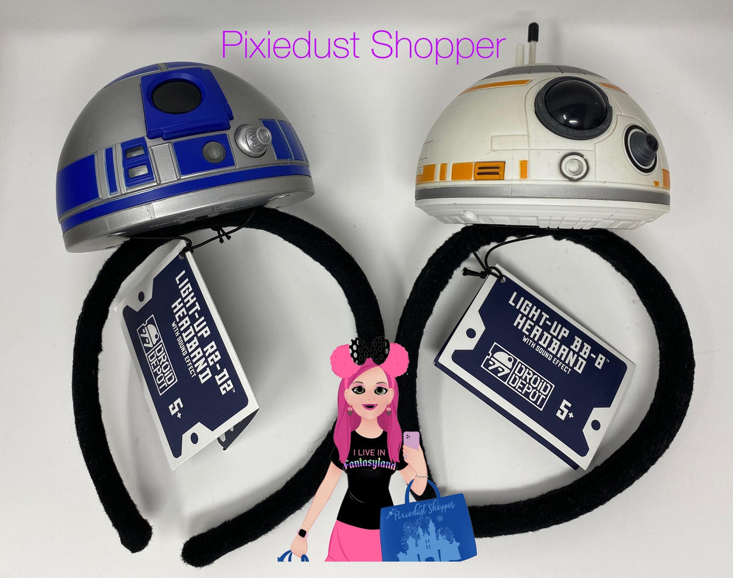 Disney Star Wars Galaxy Edge Droid R2D2 or BB8 Light Up, Interactive Ear Headband - World of Treasures