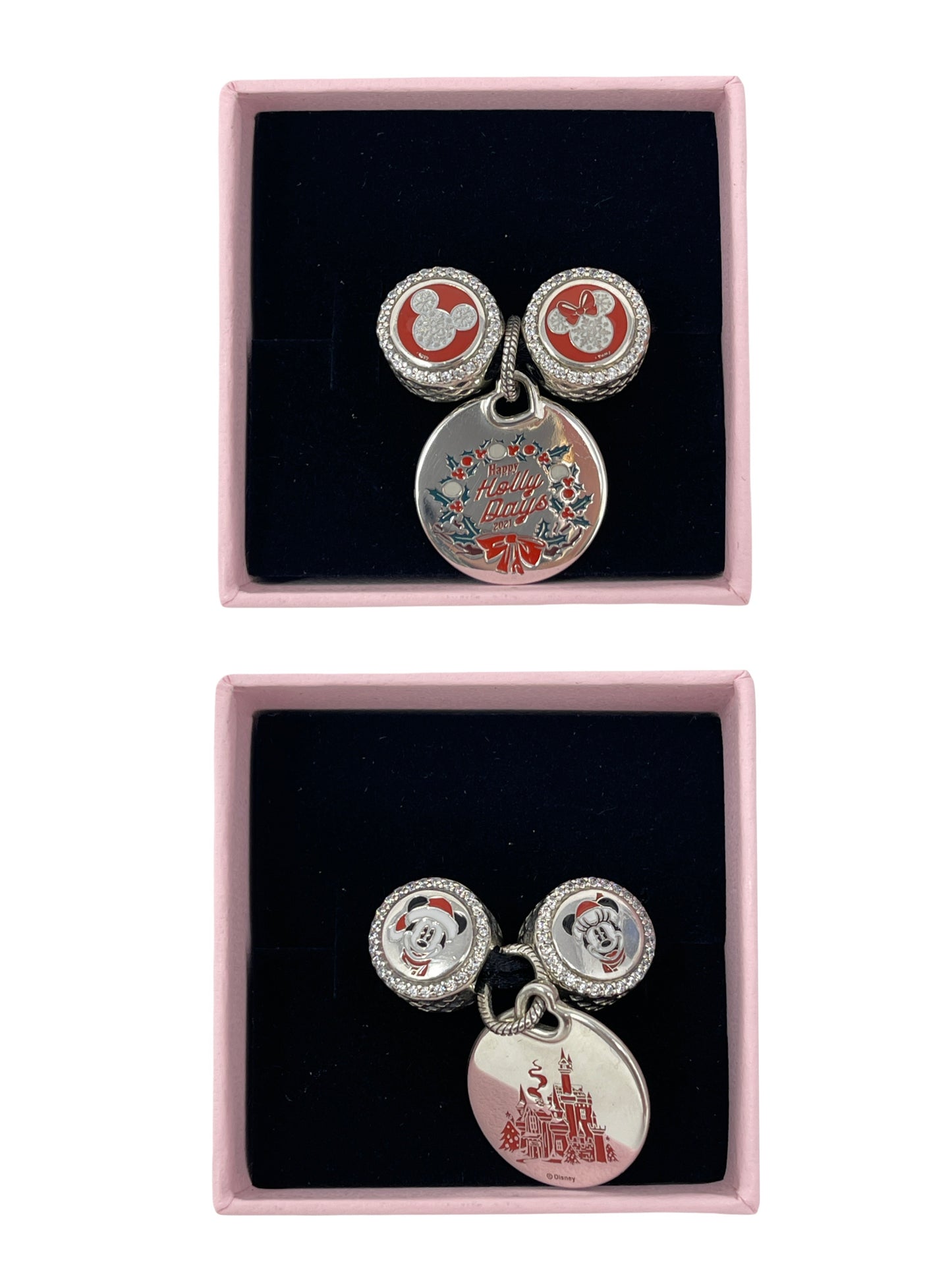 Disney Pandora Mickey, Minnie, and Castle Charm Set-Christmas 2021