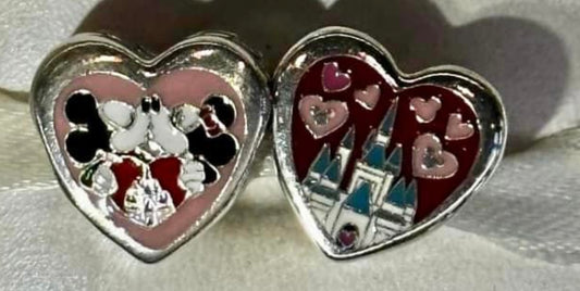 Disney Pandora Minnie & Mickey Kisses Valentine Heart Castle Charm