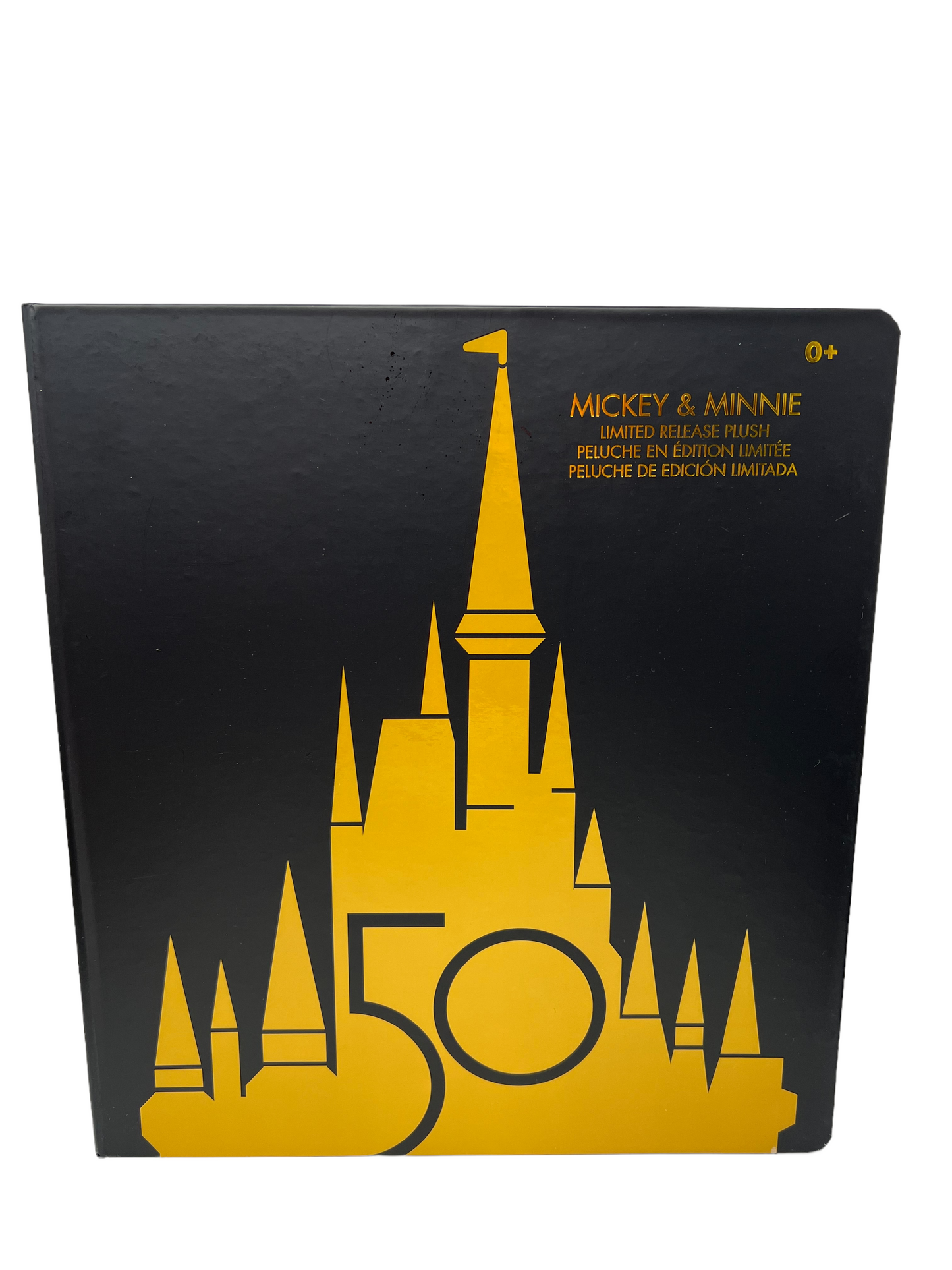 Disney World 50th Anniversary Mickey & Minnie Luxe Gold Plush Box Set