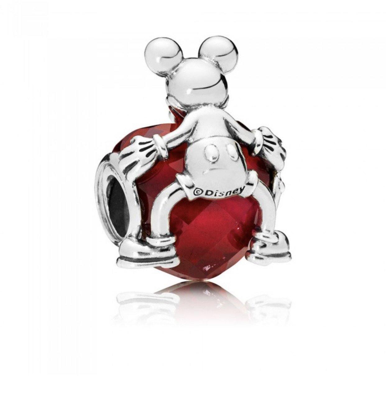 Disney Mickey Love Heart Crystal Pandora Charm - World of Treasures