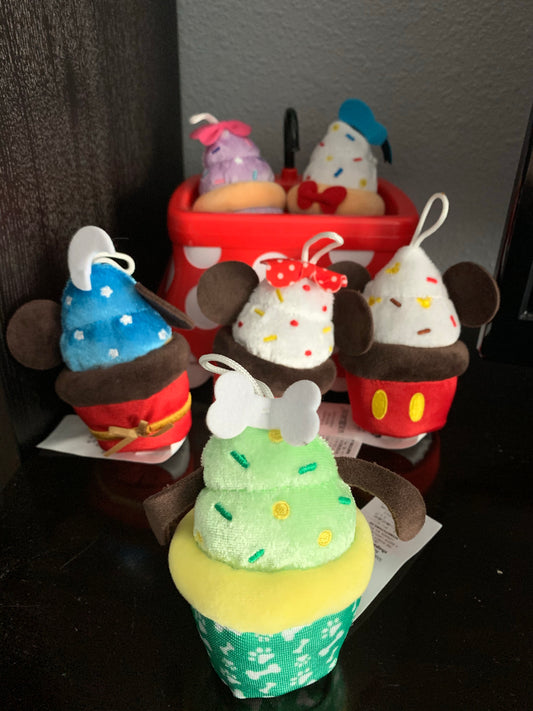 Disney Mickey, Minnie, Donald, Daisy, or Pluto Micro Snack Plush Cupcake Ornamen