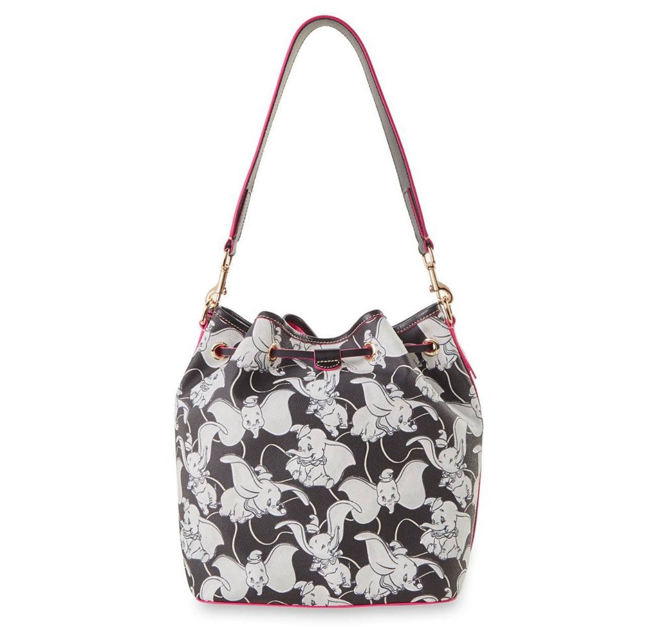 Disney Dooney & Bourke Dumbo Black & White Drawstring Bag Purse