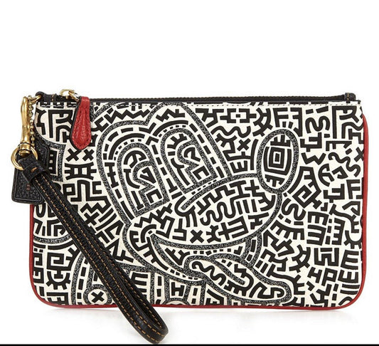 Disney x COACH Mickey x Keith Haring Glitter Maze Small Wristlet - World of Treasures