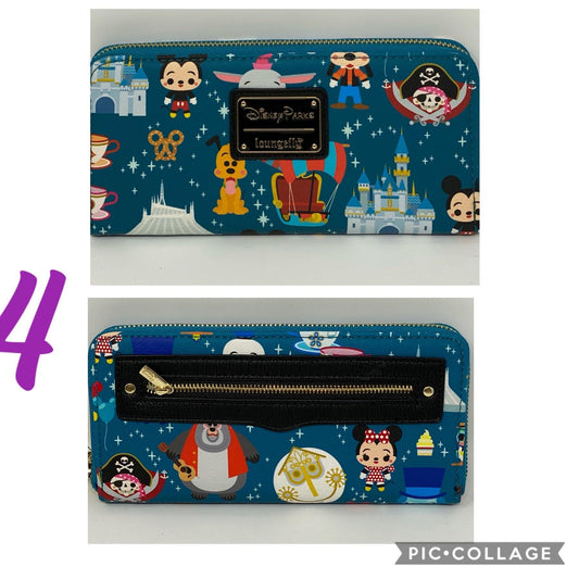 Disney Loungefly Parks Mini Icons and Attractions Zip Around Wallet Wristlet - World of Treasures