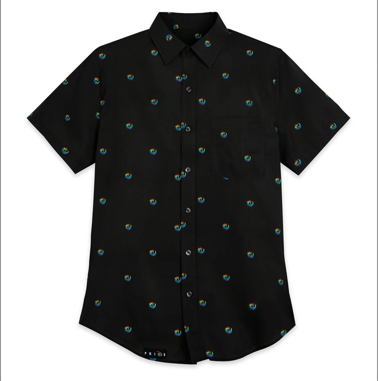 Disney Star Wars Pride Woven Camp Button Down Shirt Rainbow