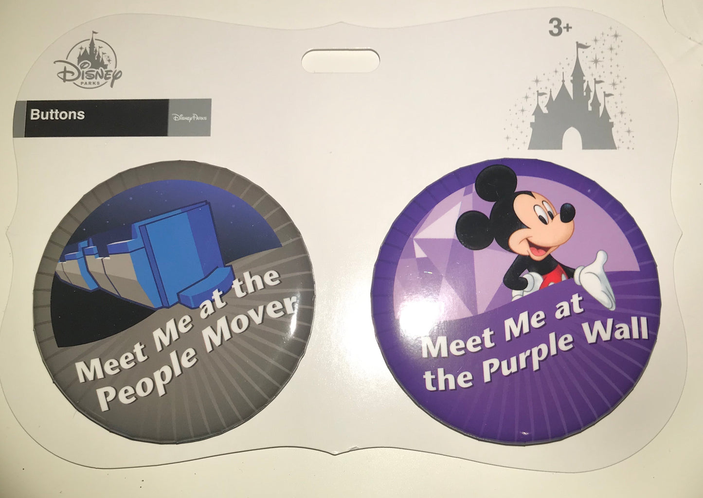 Disney Meet Me at the Purple Wall/People Mover 2 Button Set