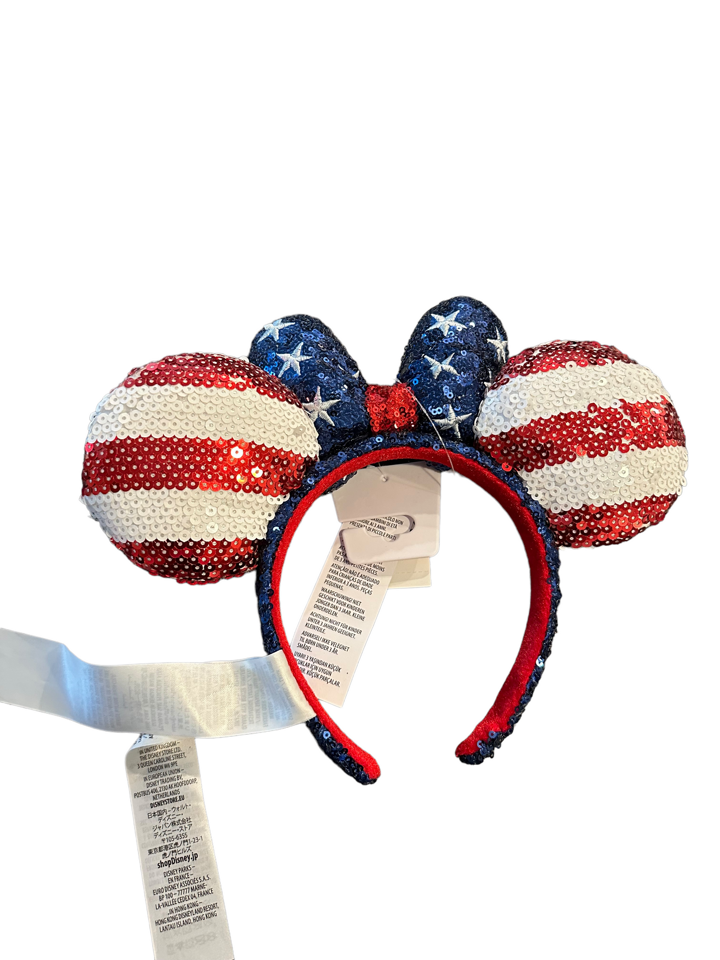 Disney Americana Stars and Stripes Sequin Minnie Ear Head Band Patriotic