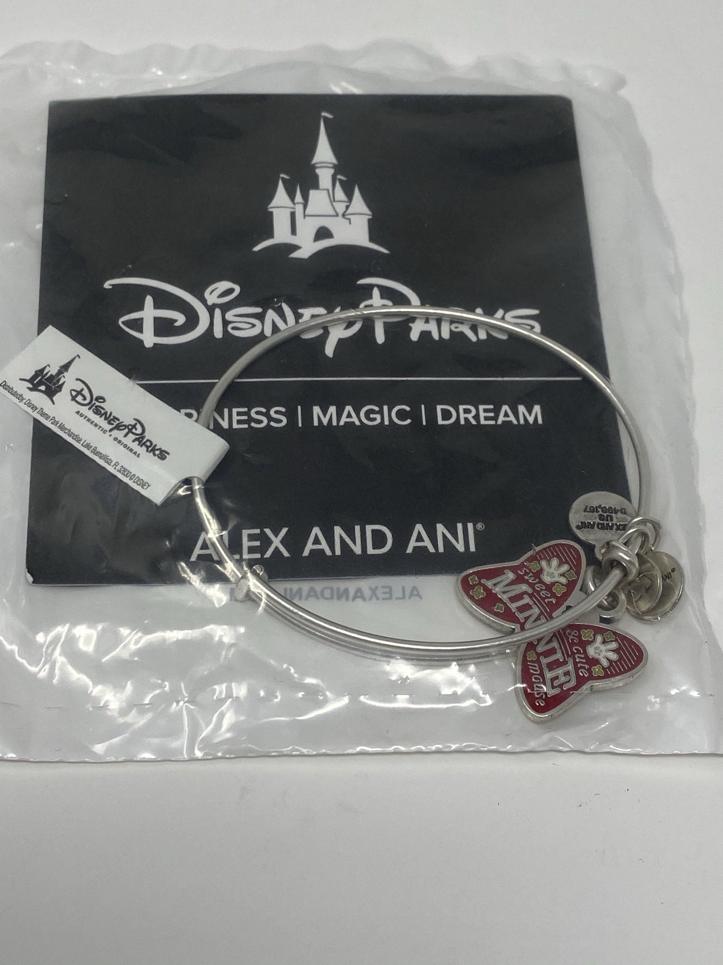 Disney Minnie Mouse Sweet and Cute Bow Silver Alex and Ani Bracelet - World of Treasures