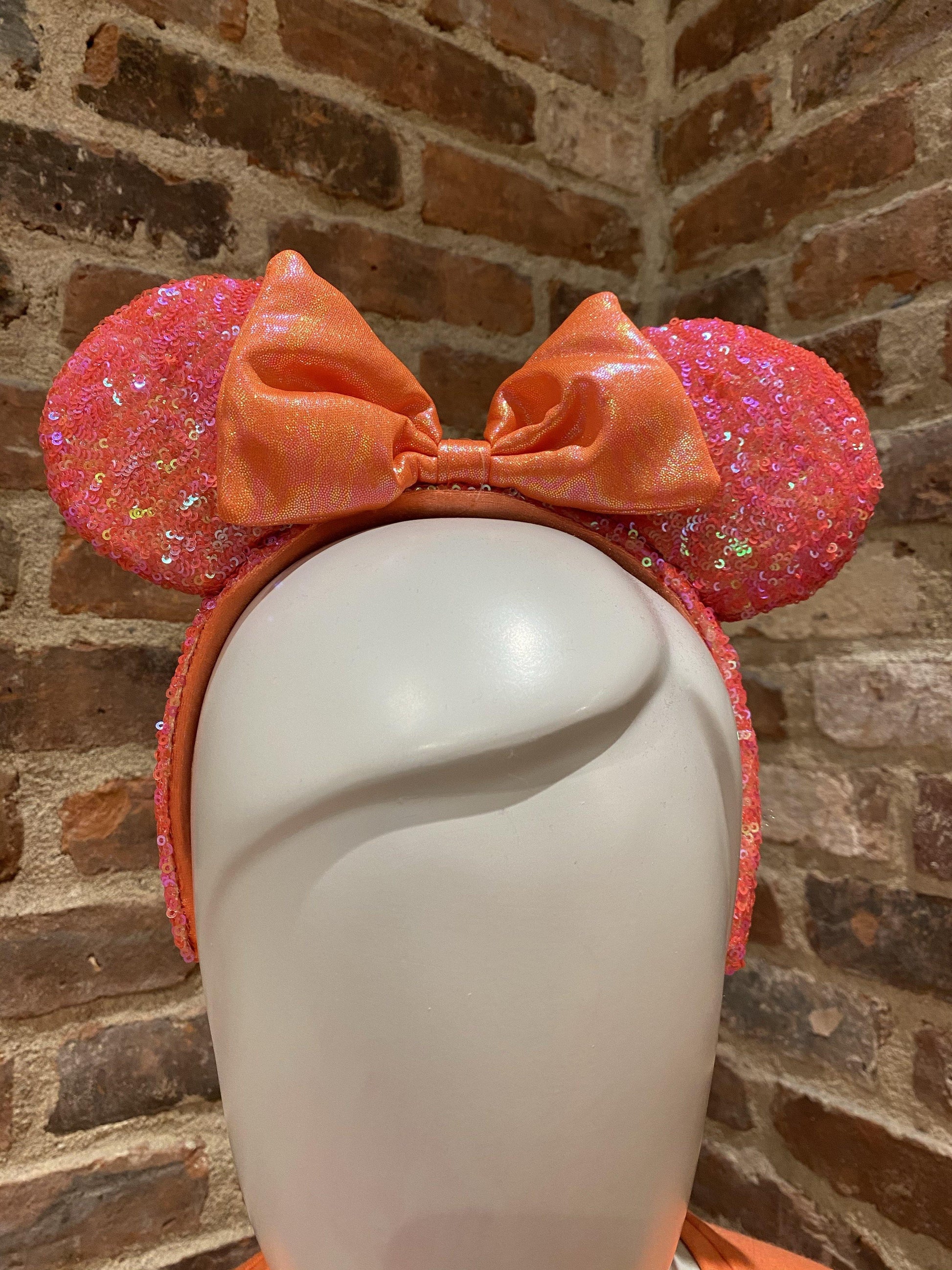 Minnie Mouse Sequined Ear Headband for Adults – Coral - World of Treasures