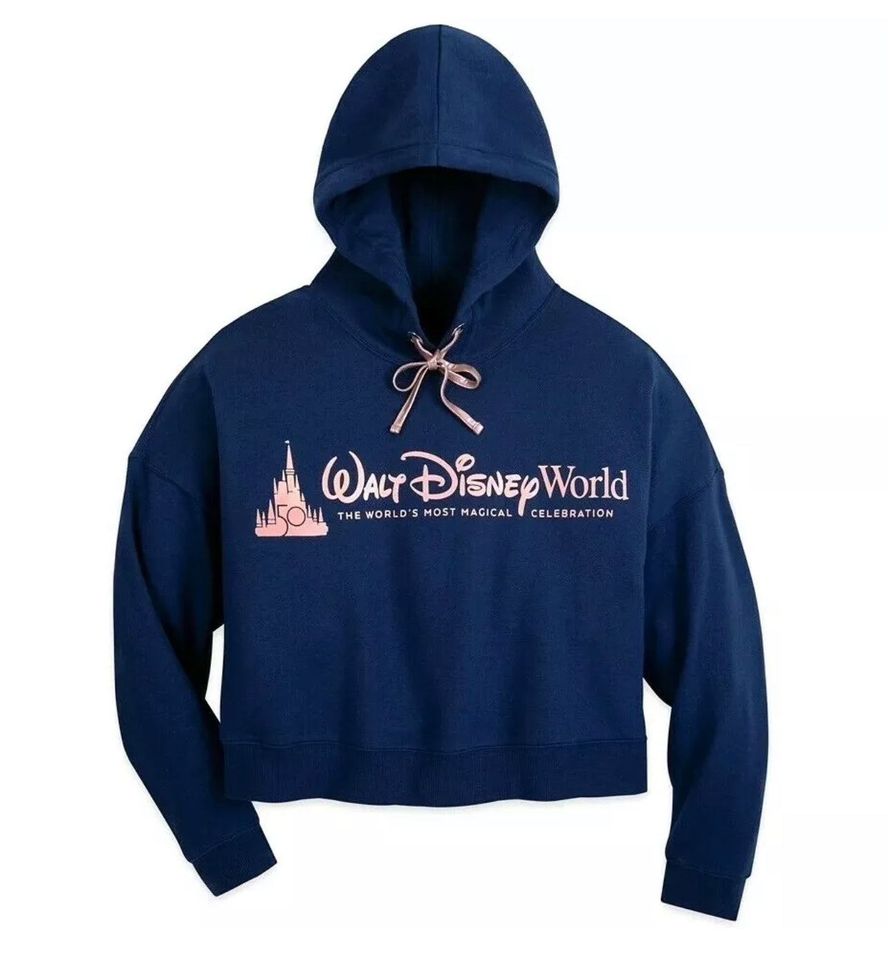 Walt Disney World 50th Anniversary Navy Castle Crop Top Hoodie