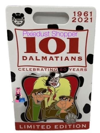 Disney Pin 101 Dalmatians Limited Edition Celebrating 60 years Cruella Di Vil, Jasper & Horace - World of Treasures