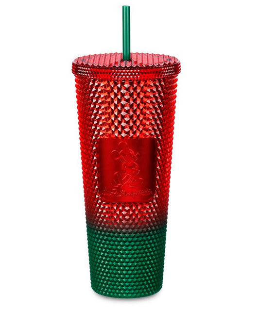 Walt Disney World Starbucks Mickey Studded Red Green Tumbler Cup