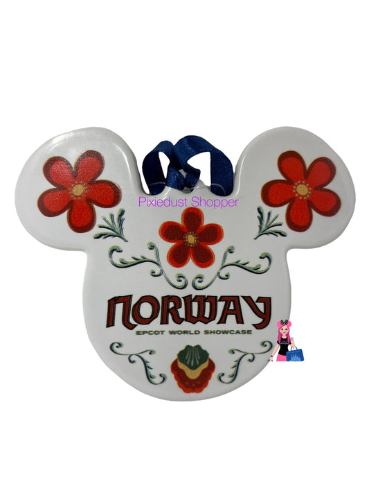 Disney EPCOT Norway World Showcase Rosemaling Mickey Ceramic Ornament