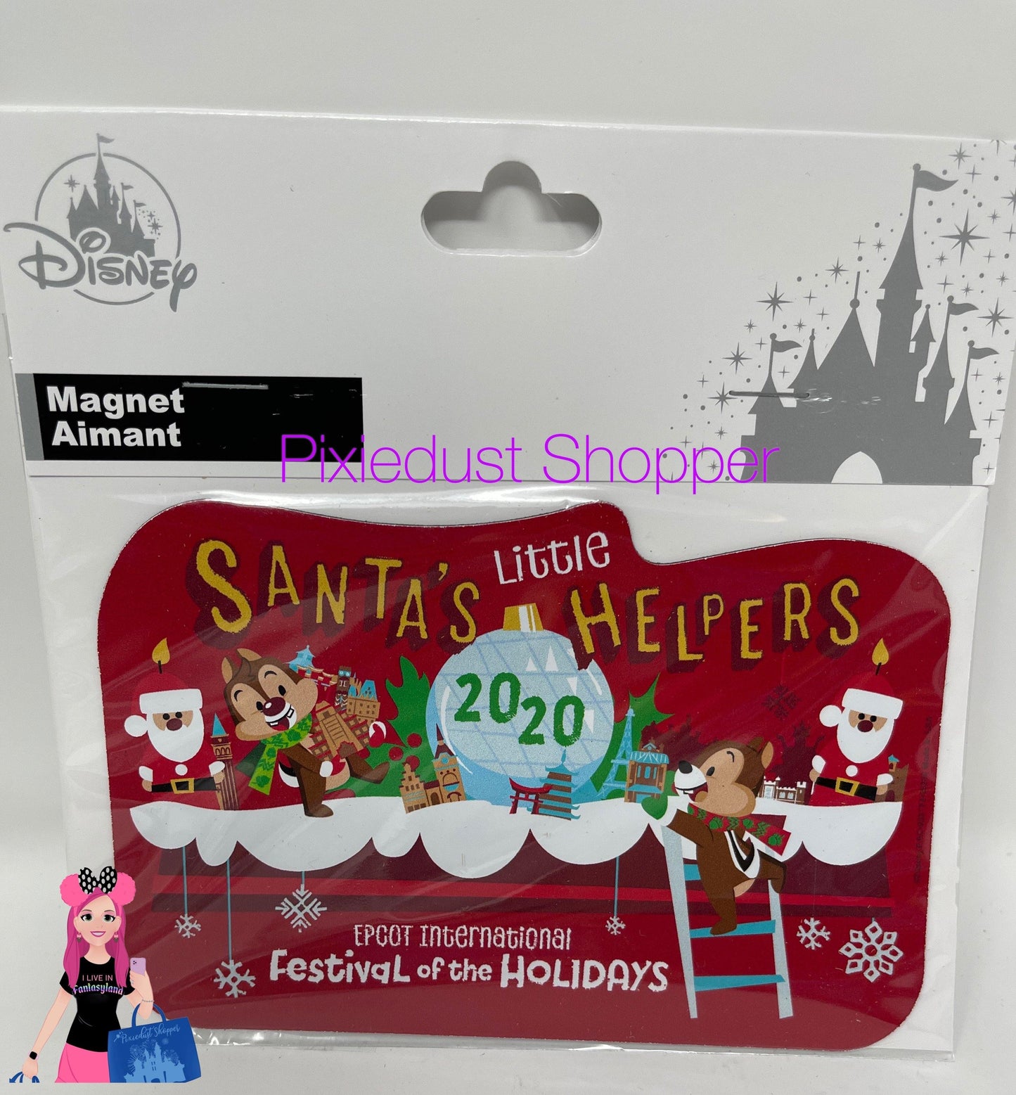 Disney Epcot Festival of Holidays 2020 Chip and Dale Santa’s Little Helpers Magnet - World of Treasures