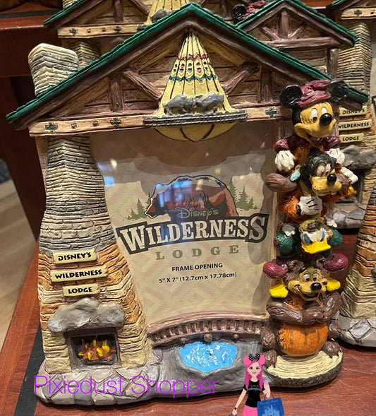 Disney Wilderness Lodge Resort 5x7” Picture Frame with Mickey, Goofy, Donald, Humphrey - World of Treasures