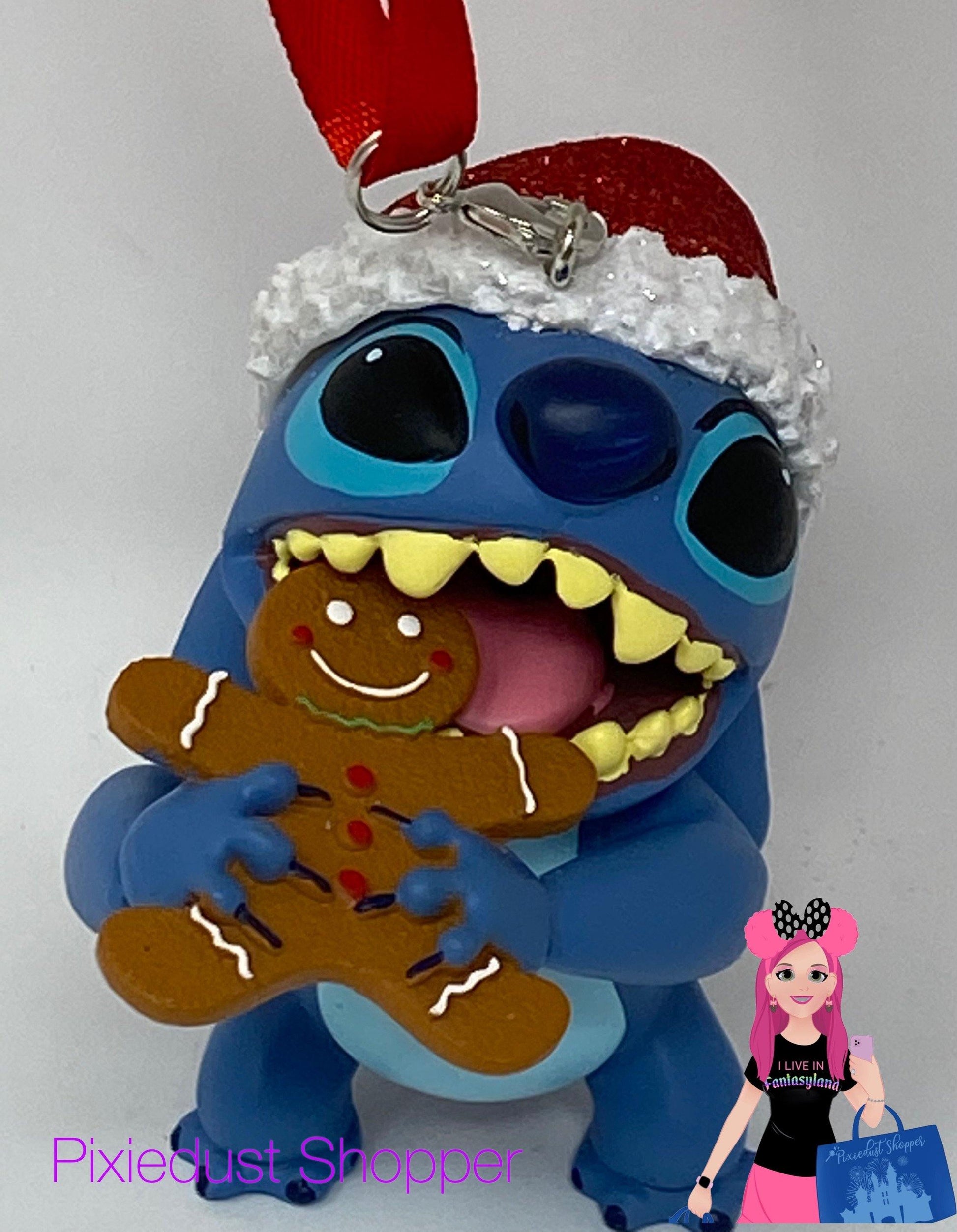 Disney Glitter Santa Stitch with Gingerbread Cookie Ornament - World of Treasures