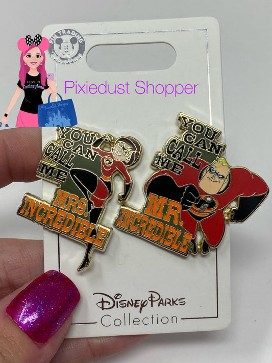 Disney Mrs. Incredible Mr. Incredible 2 Pin Set - World of Treasures