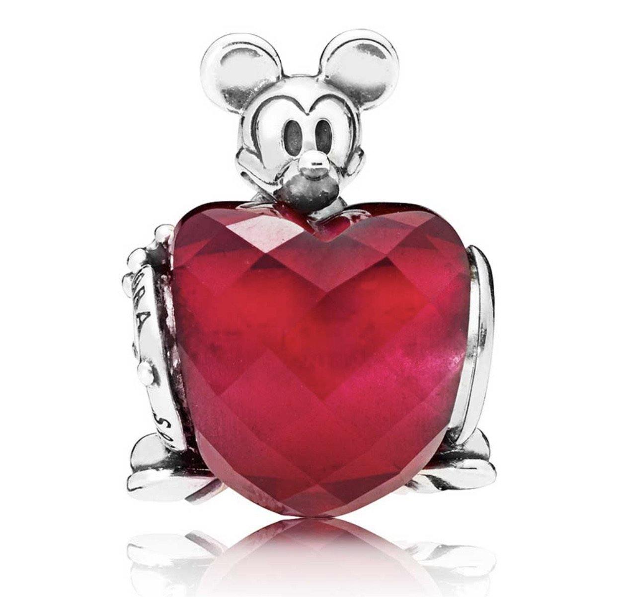 Disney Mickey Love Heart Crystal Pandora Charm - World of Treasures