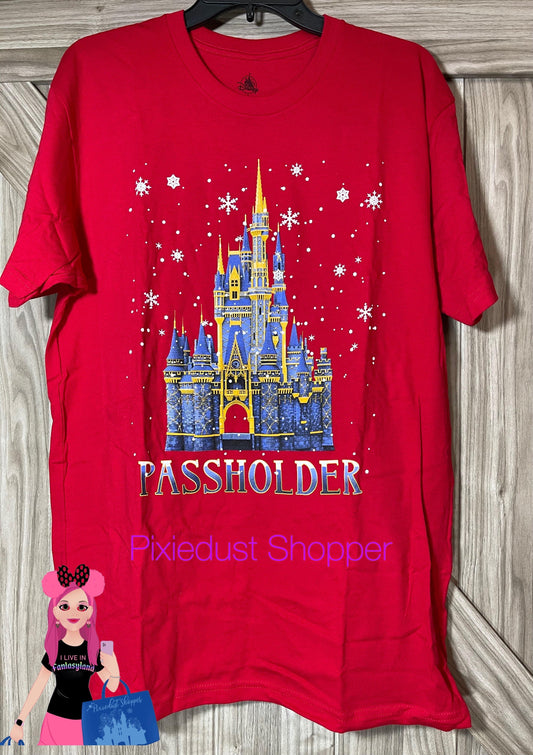 Disney Magic Kingdom Christmas Castle Passholder Shirt - World of Treasures