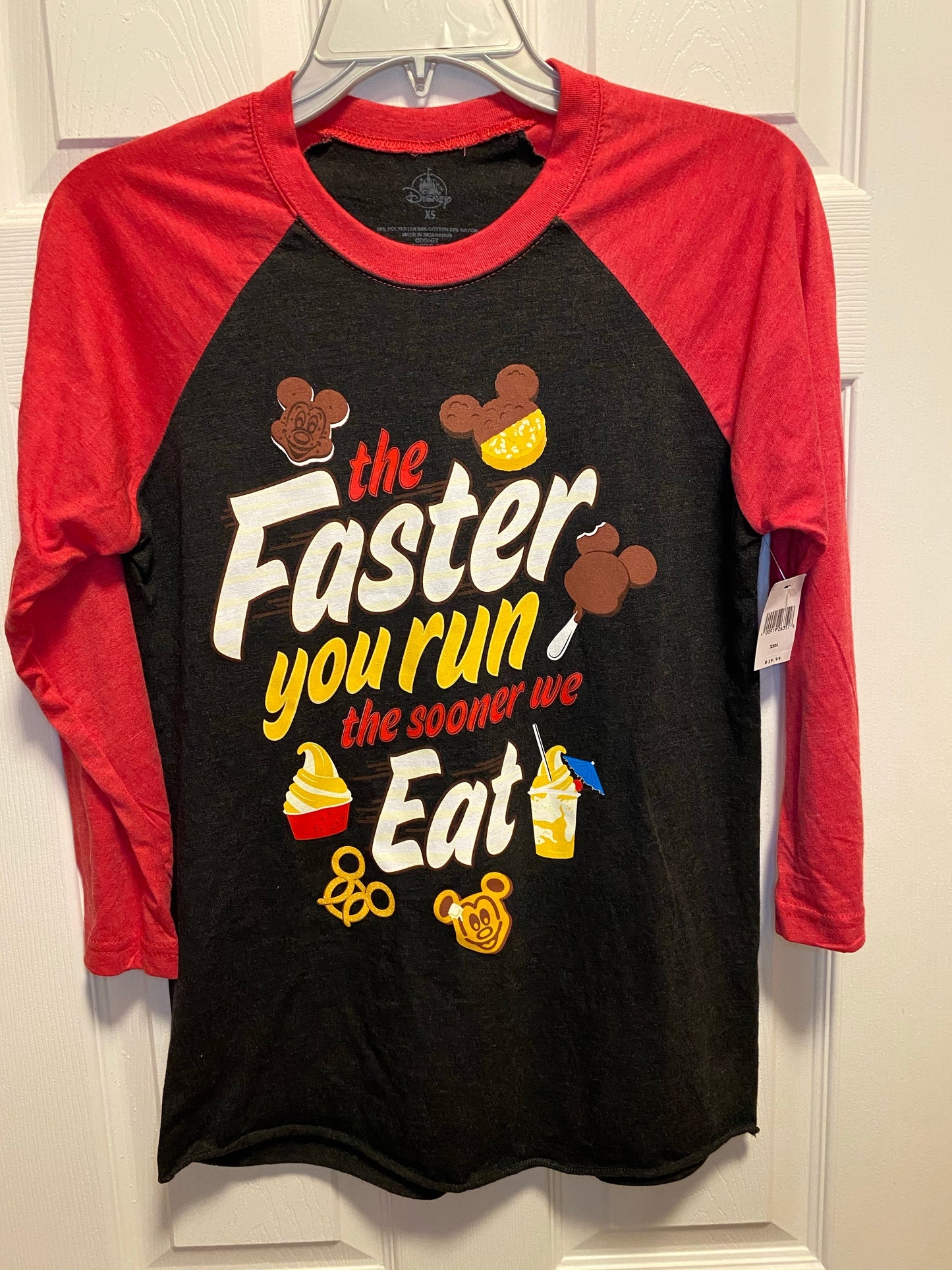 RunDisney - The Faster you Run the Sooner we Eat - Snack Raglan Men's Unisex Shi