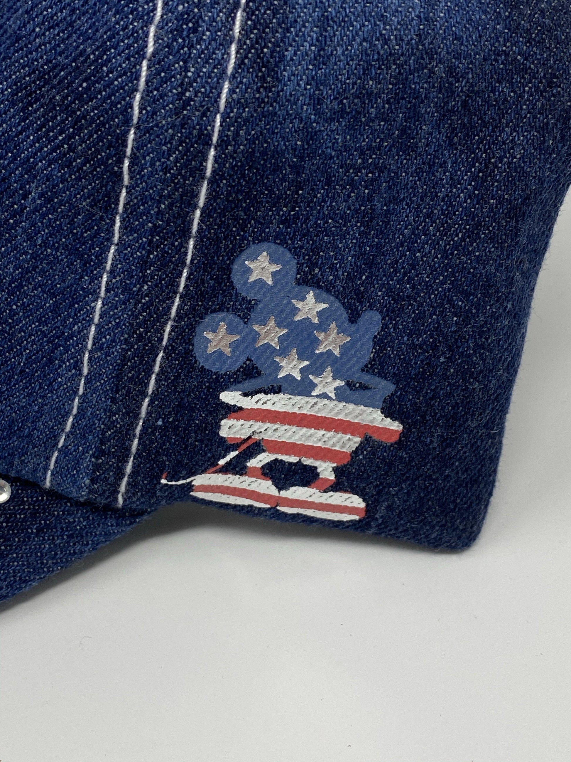 Disney Mickey Mouse Americana Baseball Epcot World Showcase denim Baseball Adult Hat - World of Treasures