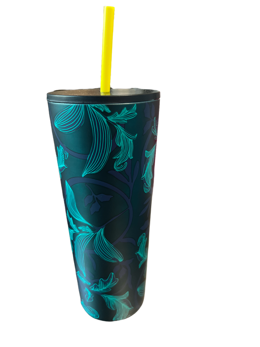 Starbucks Fall 2021 Release Emerald Floral Steel Venti Tumbler