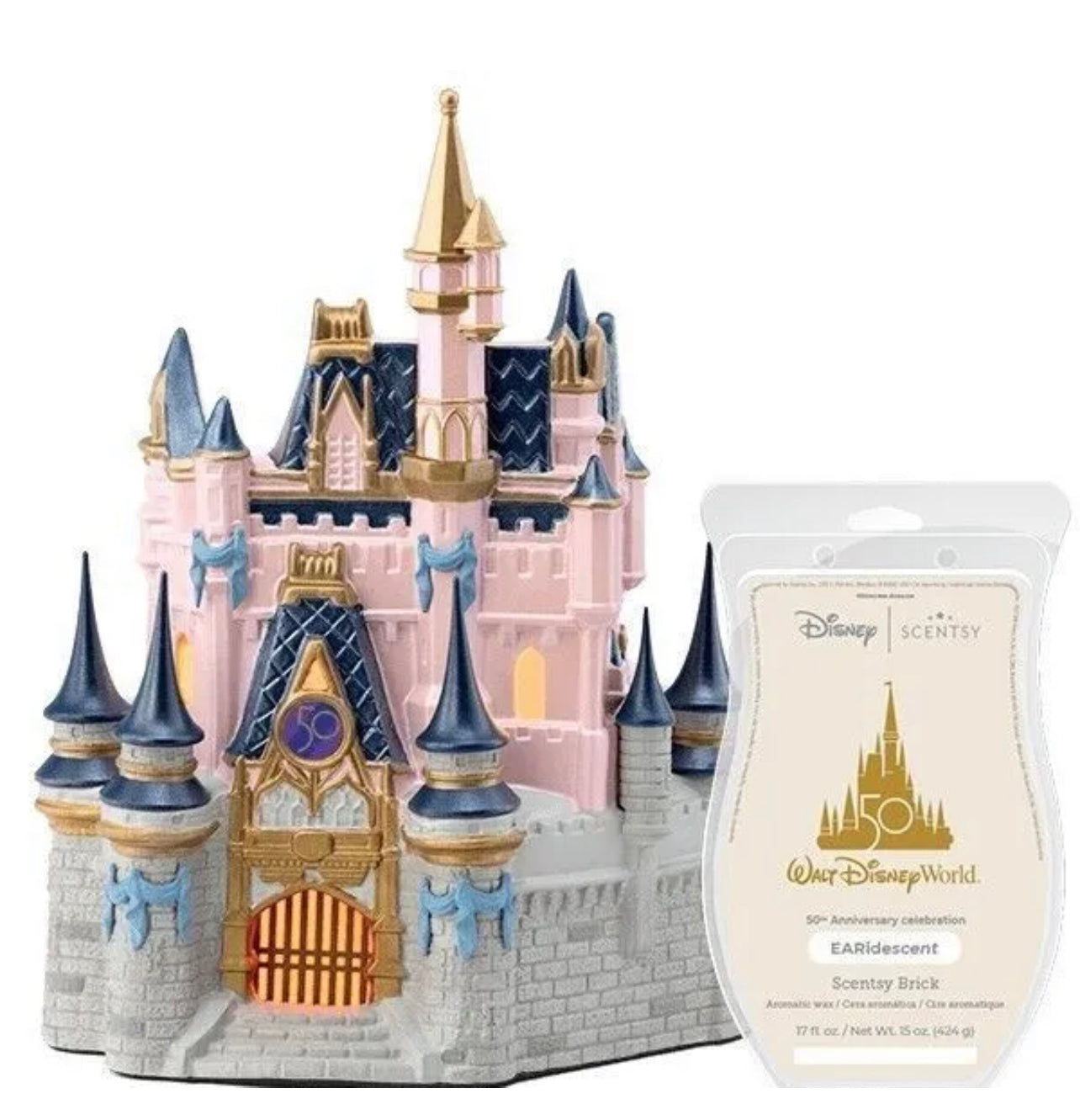 Scentsy X Disney World 50th Anniversary Cinderella Castle Warmer Plus Wax Brick