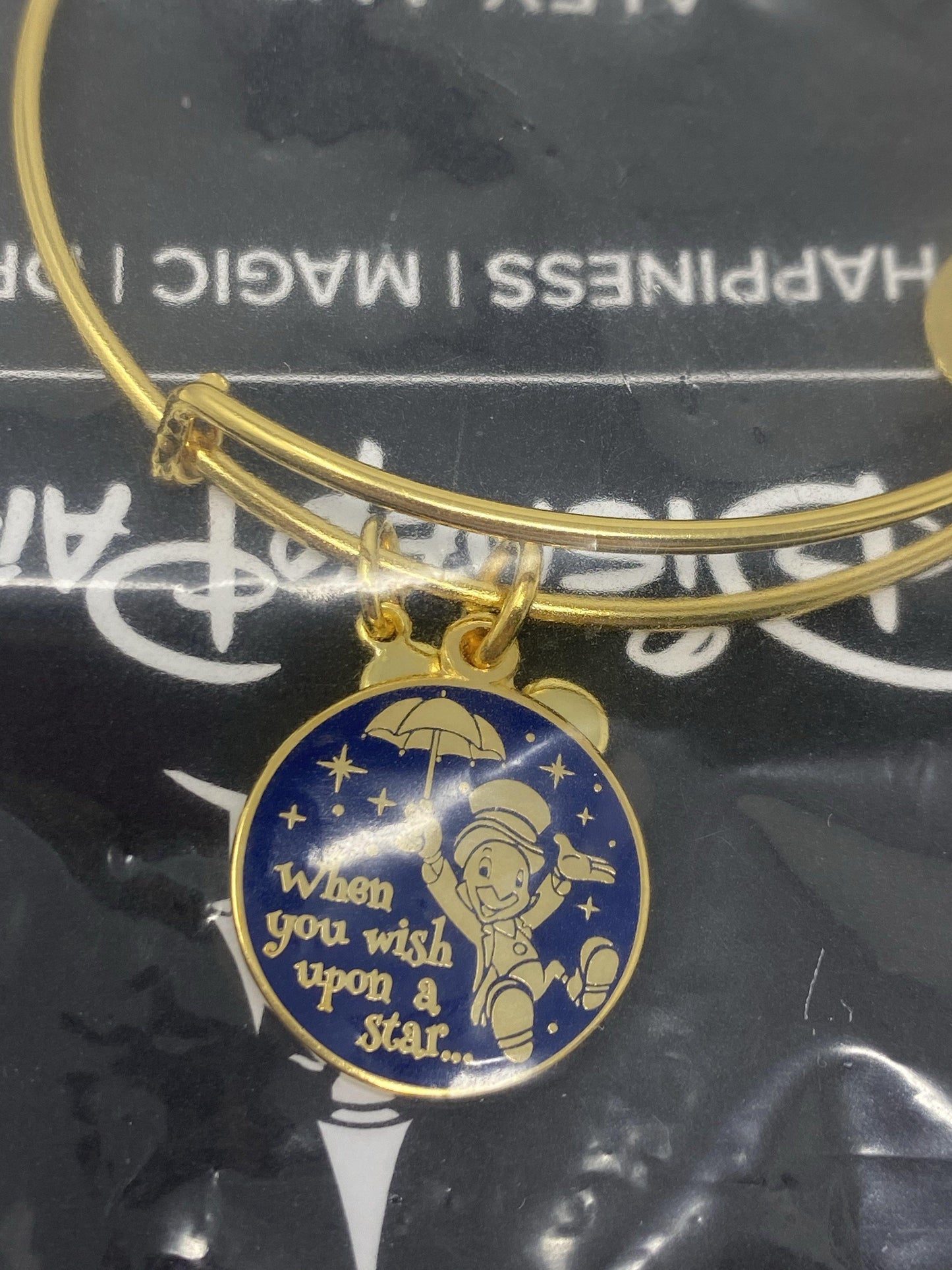 Disney Jiminy Cricket When you Wish Upon a Star Gold Alex and Ani Bracelet - World of Treasures