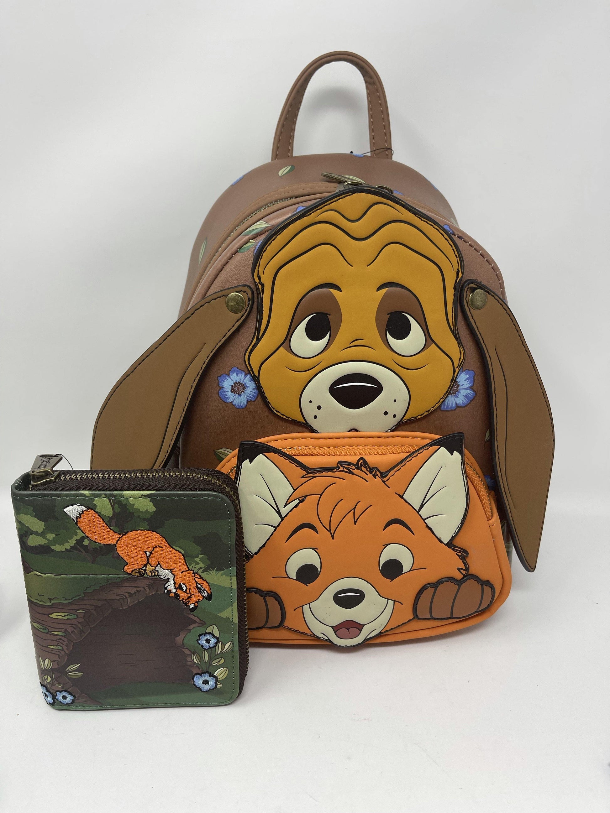 fox and the hound loungefly mini backpack Disney Fox and Hound Loungefly Backpack and Wallet Set – World of Treasures