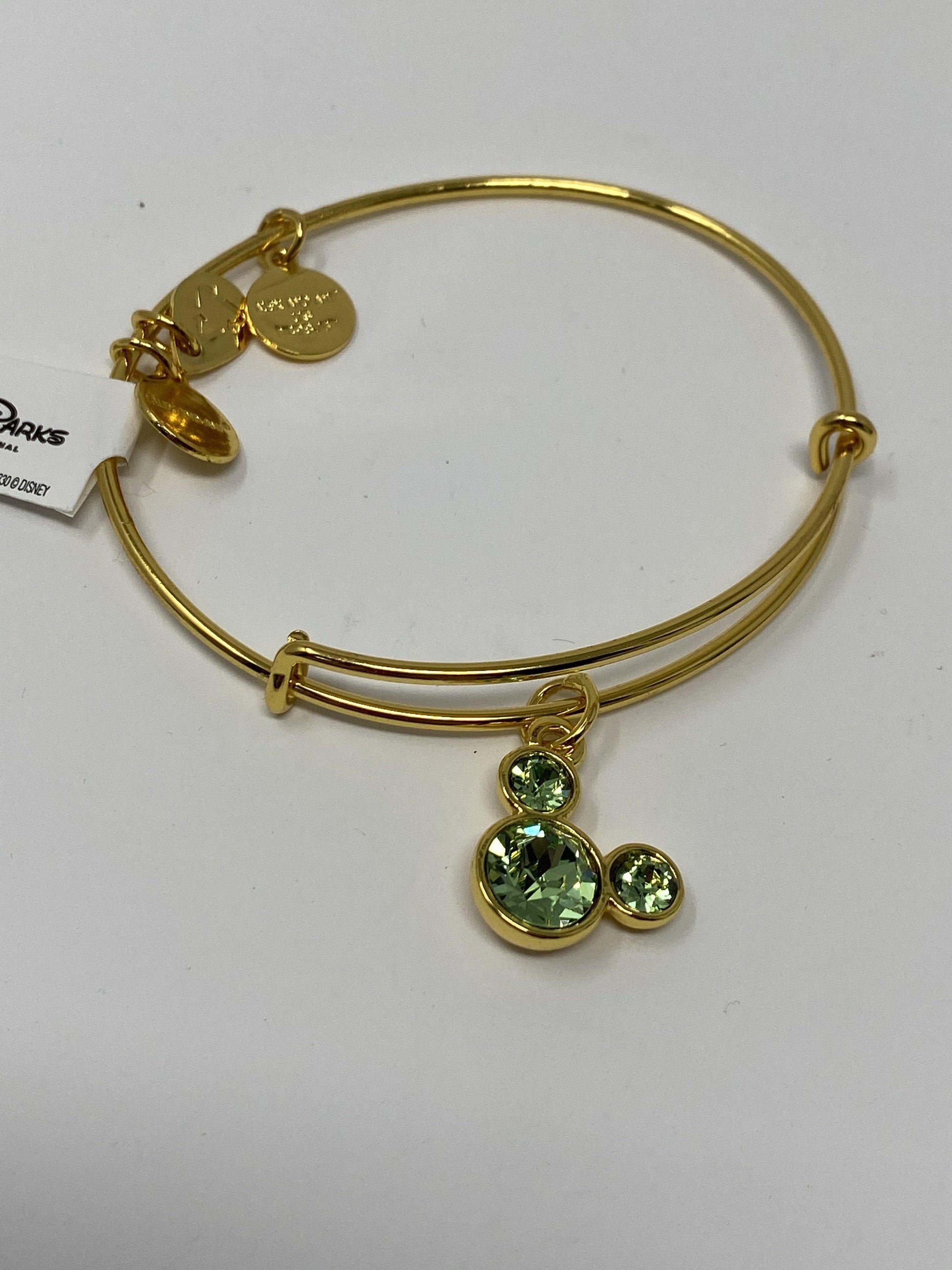 Disney Mickey August Birthstone Gold Alex and Ani Bracelet - World of Treasures