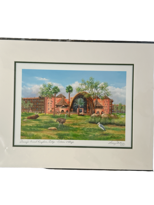 Disney Larry Dotson Animal Kingdom Lodge Kidani Village 11x14 Print Including Ma