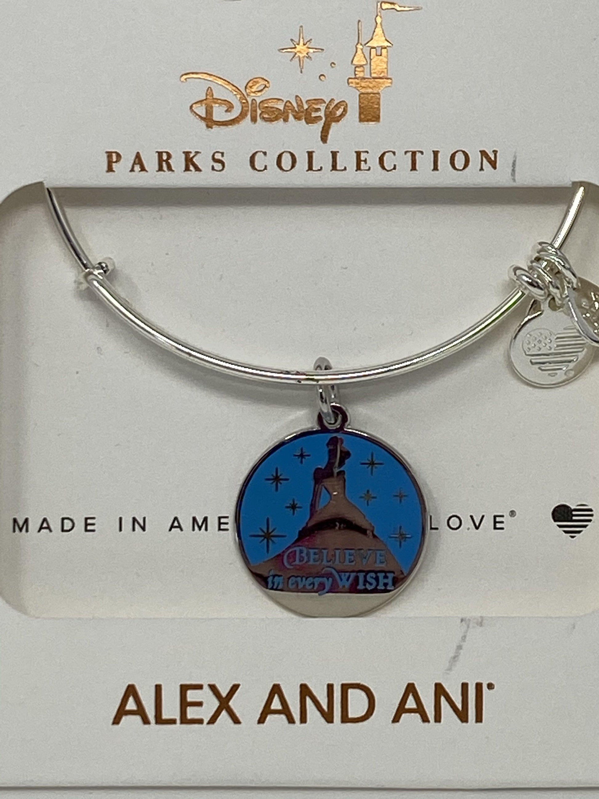 Disney Cinderella Believe In Every Wish Silver Alex and Ani Bracelet - World of Treasures