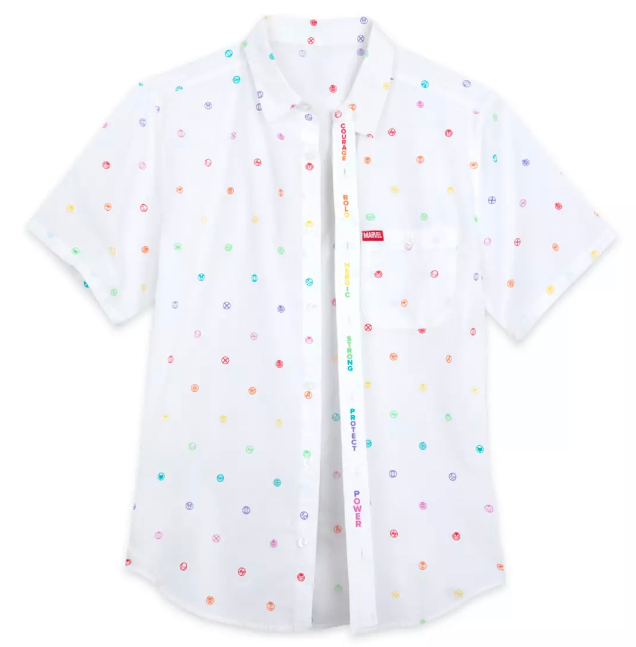 Disney Marvel Rainbow Pride Camp Button Woven Shirt