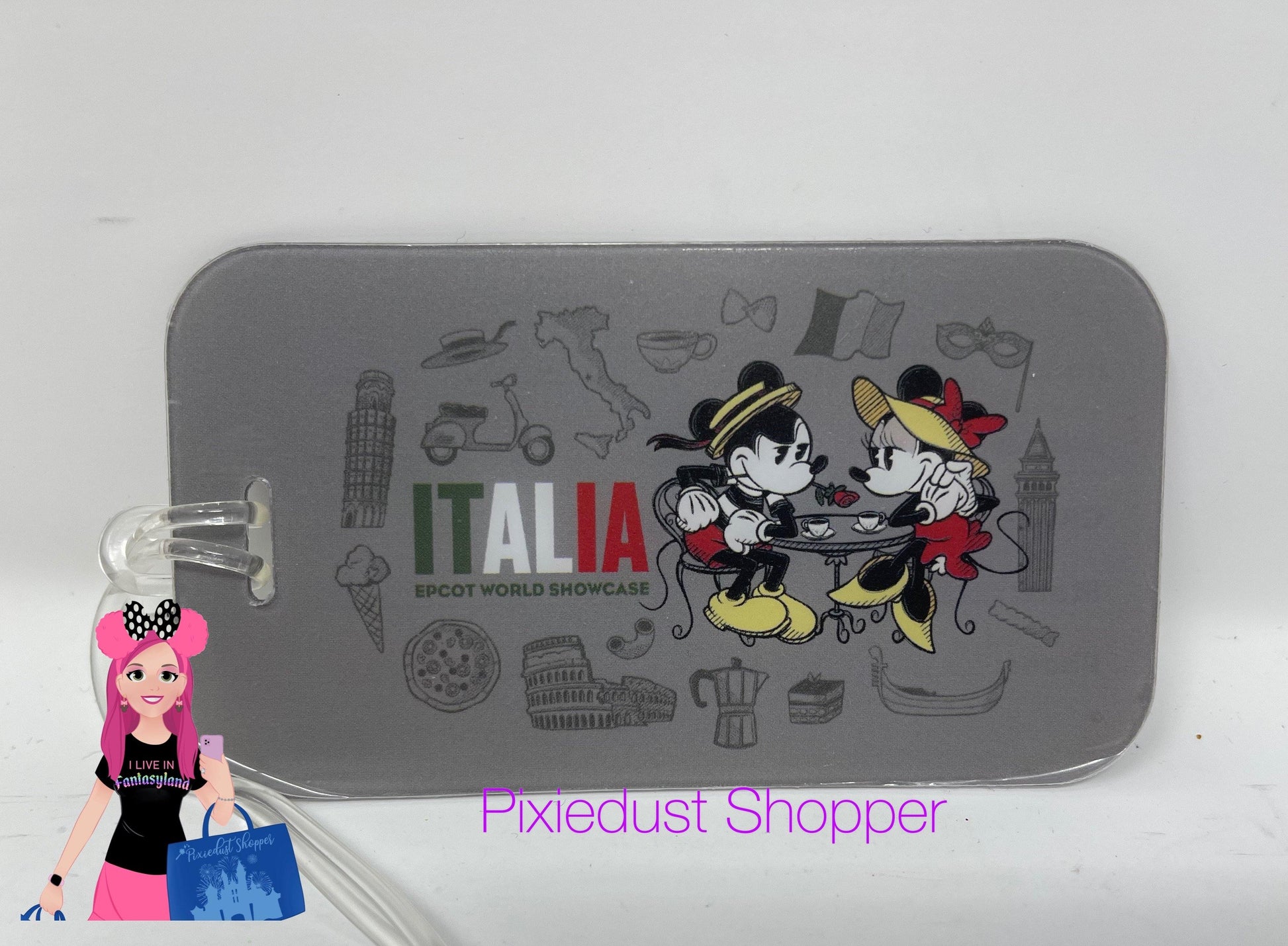 Disney Epcot Italy World Showcase Mickey and Minnie Italia Luggage Tag - World of Treasures