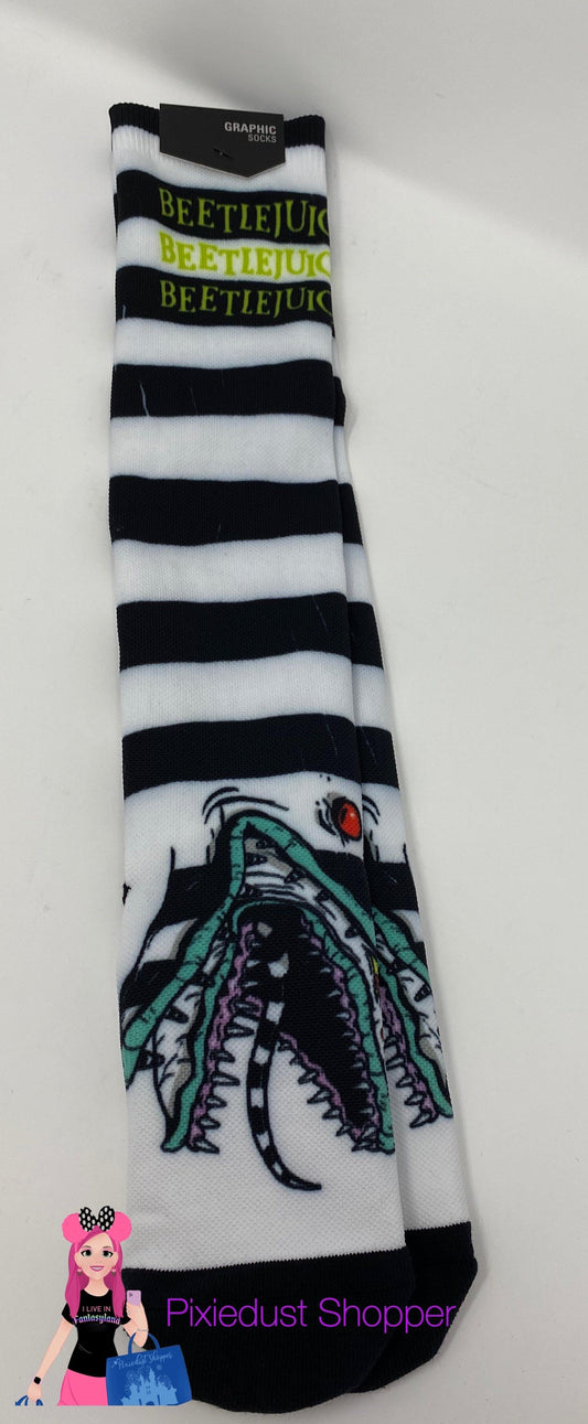 Universal Studios Beetlejuice Graphic Knee High Socks - World of Treasures