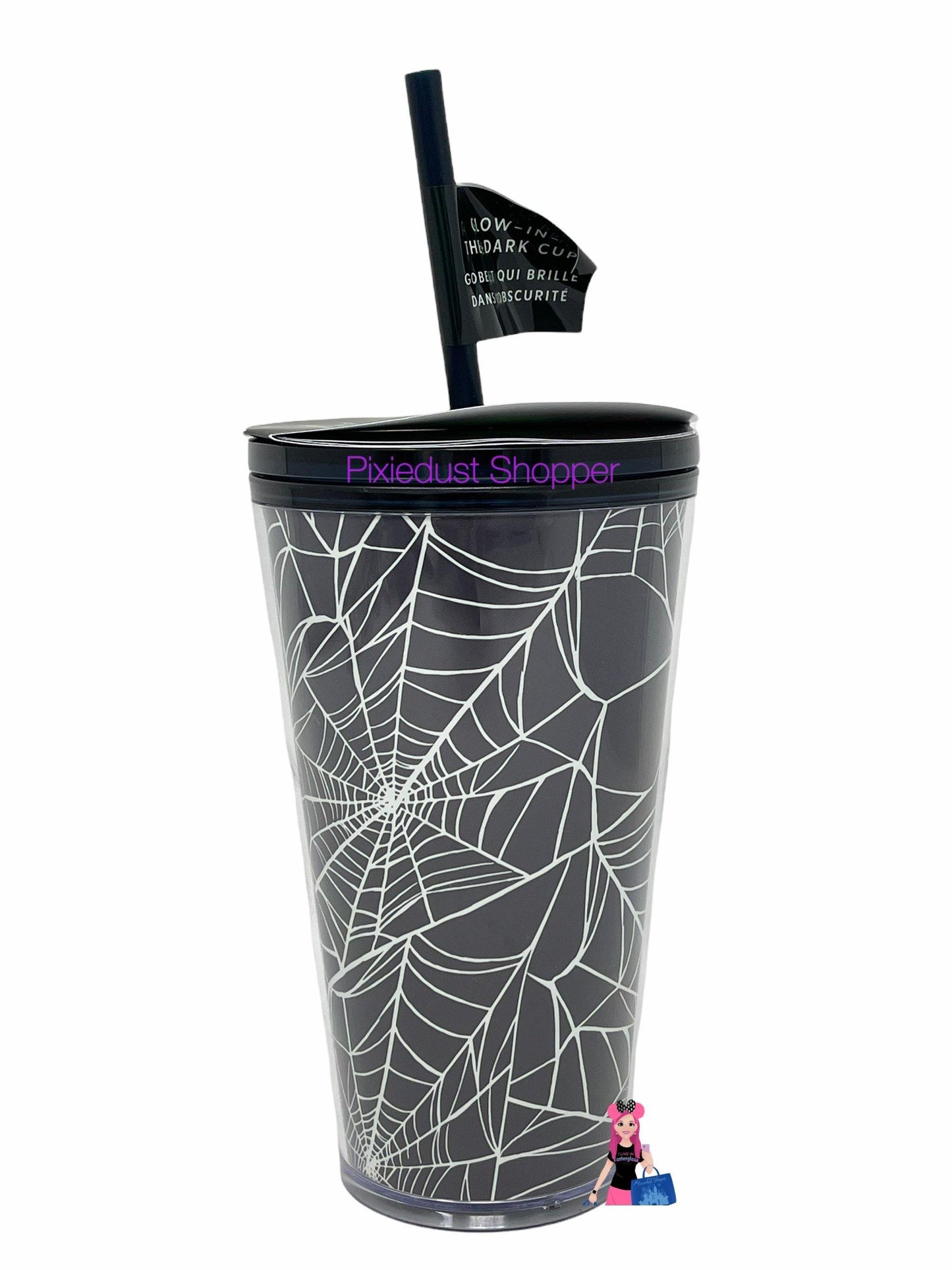 Starbucks Halloween 2021 Release Grande Spiderweb Glow-In-The-Dark DIY Tumbler - World of Treasures