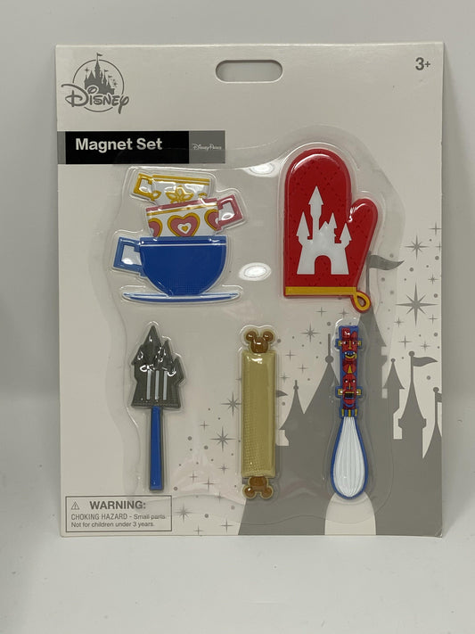 Disney 5 Piece Magnet Set- Fantasyland, Castle, Teacups, Tiki - World of Treasures