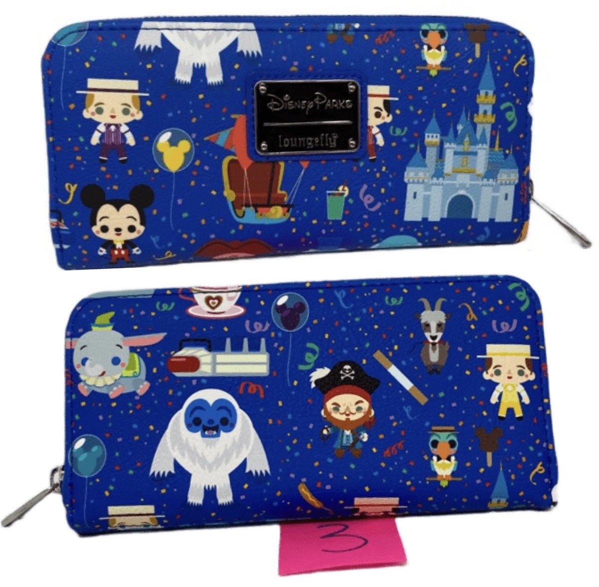 Disney Parks Icon Attractions Celebrations Loungefly Wallet-Castle, Tiki, Orange Bird, Dapper Dan - World of Treasures