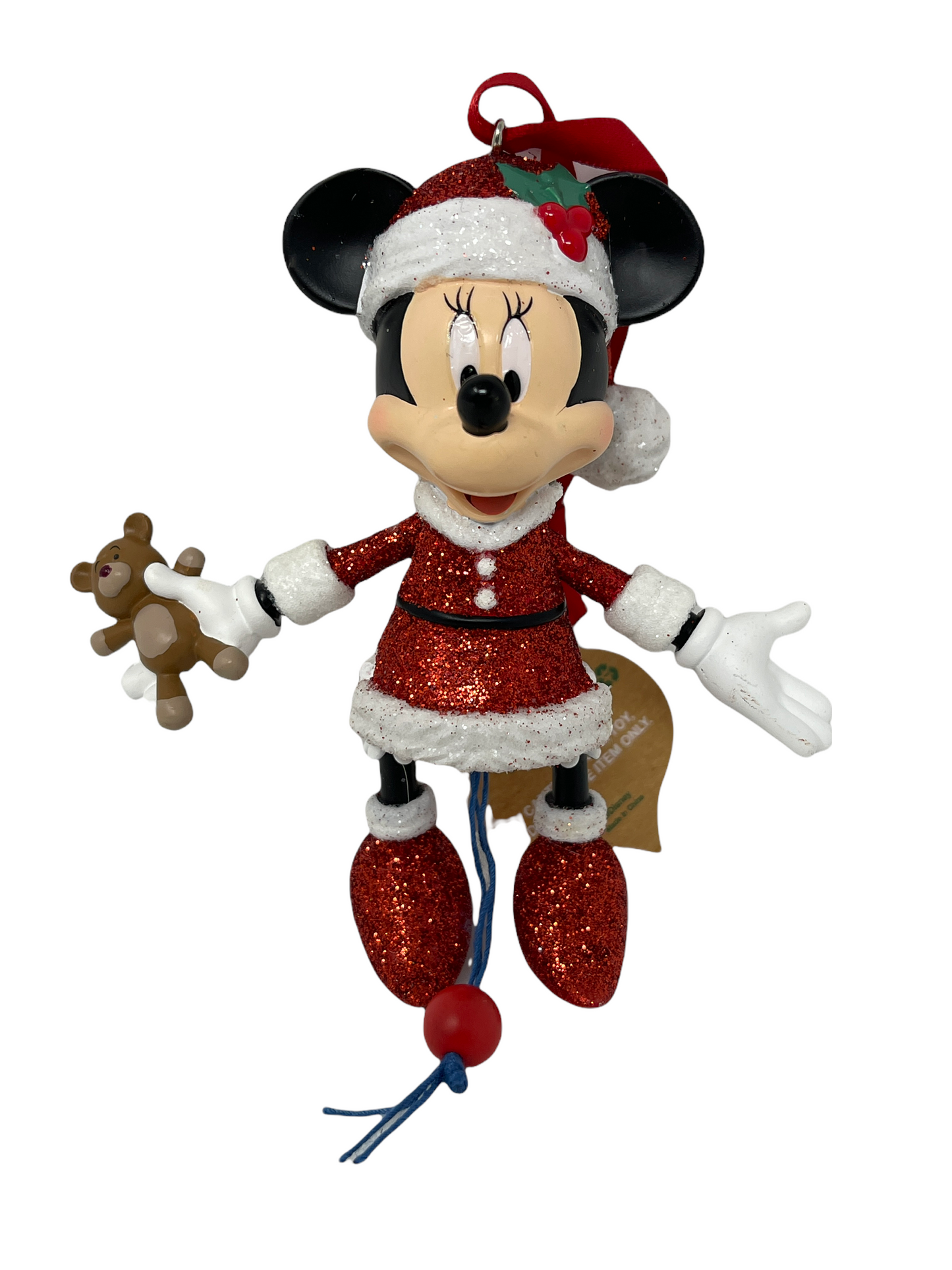 Disney Parks Santa Minnie Pull Toy Ornament