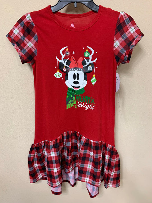 Disney Merry & Bright Minnie Reindeer Girls Pajama Nightgown Dress