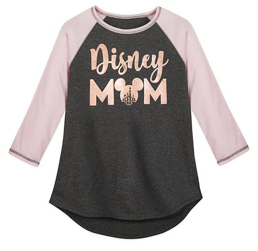 Disney Mickey Mom Rose Gold Raglan T-Shirt for Women - World of Treasures