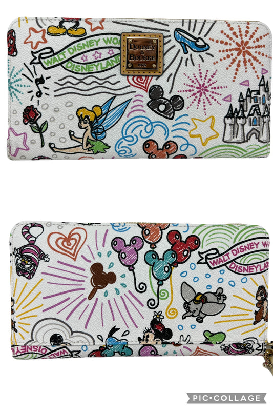 Disney Dooney & Bourke Sketch Wallet Wristlet with Castle, Tinkerbell, Mickey