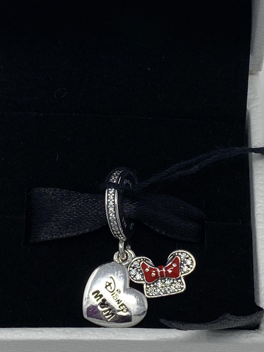 Disney Mom Heart with Minnie Ear Hat Pandora Charm - World of Treasures