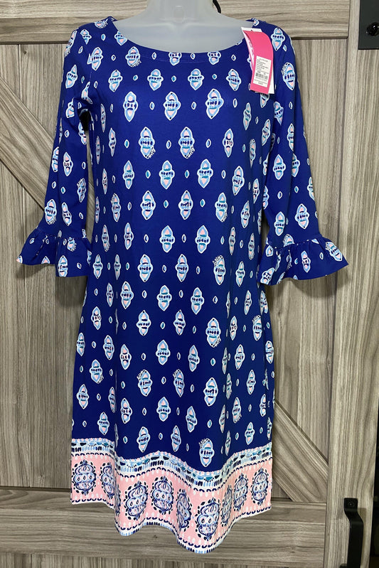 Lilly Pulitzer Sophie Ruffle Dress Lapis Lazuli Glow Up XS - World of Treasures