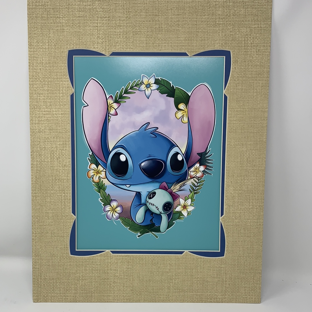 Disney Print “Stitch” by Chris Uminga 14x18" Matted Print - World of Treasures